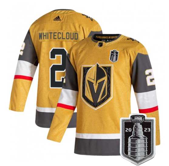 Men%27s Vegas Golden Knights #2 Zach Whitecloud Gold 2023 Stanley Cup Final Stitched Jersey Dzhi